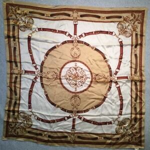 Talbots NWT 100% Silk Scarf Equestrian themed 35”x35”